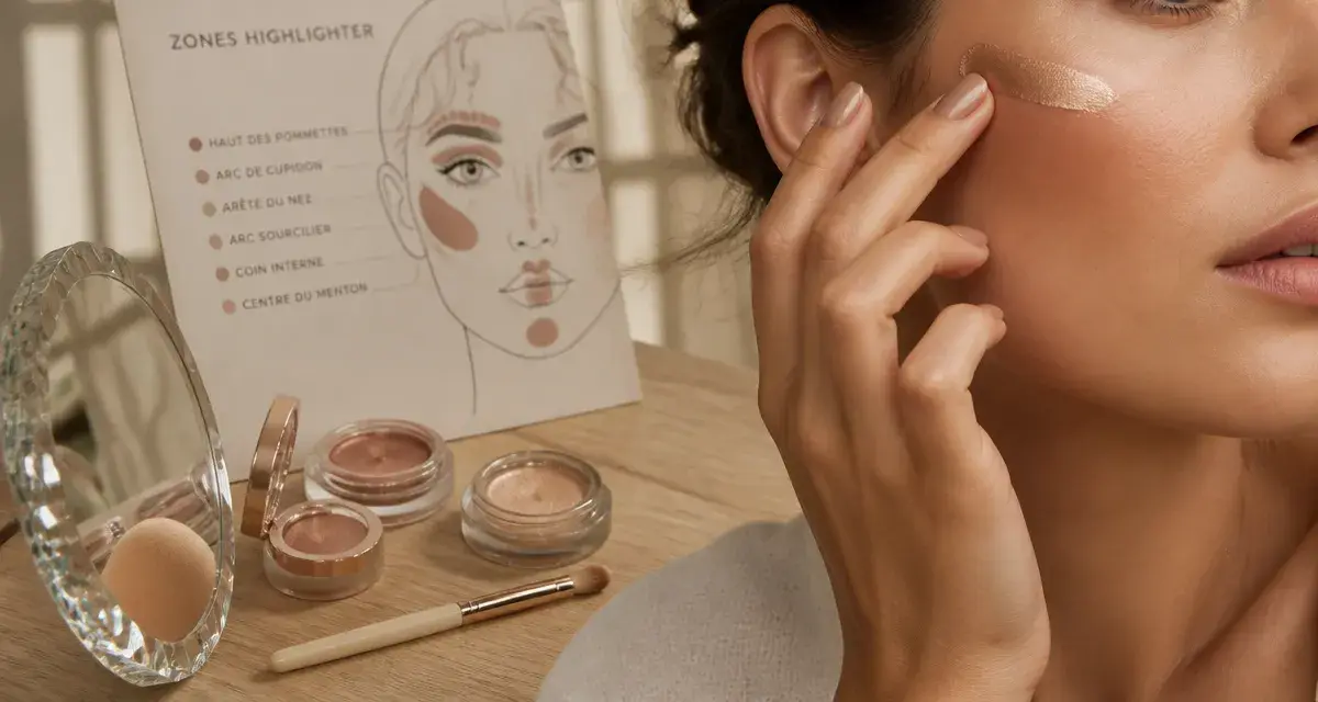 Comment appliquer highlighter : zones stratégiques, éclat naturel sans démarcation