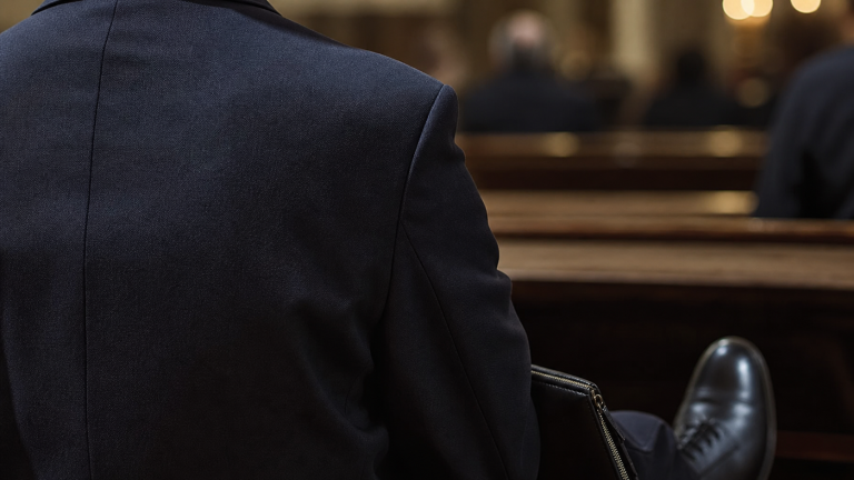 Comment s’habiller pour un enterrement : tenue sobre bleu marine et noir