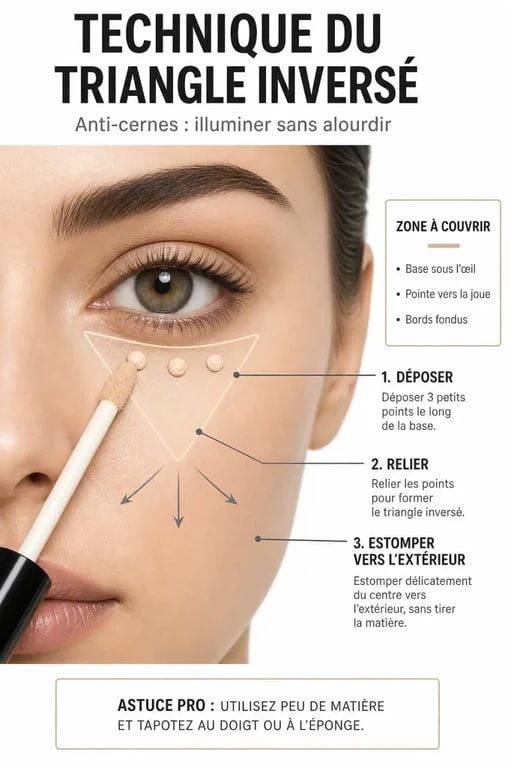 Technique du triangle inversé pour appliquer son anti-cernes efficacement