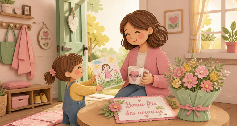 fete des nounous nounou reçoit dessin et mug