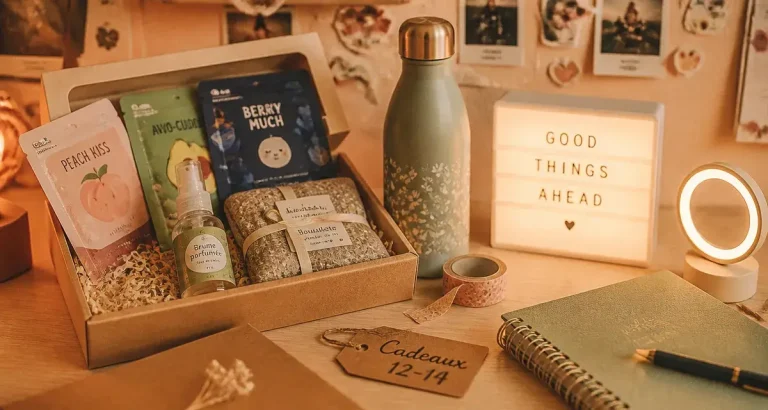 Idee cadeau fille 12-14 ans : coffret skincare sur bureau