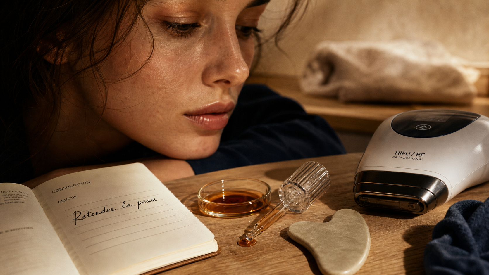 Retendre la peau du visage : appareil médical, sérum et gua sha pour raffermir l’ovale