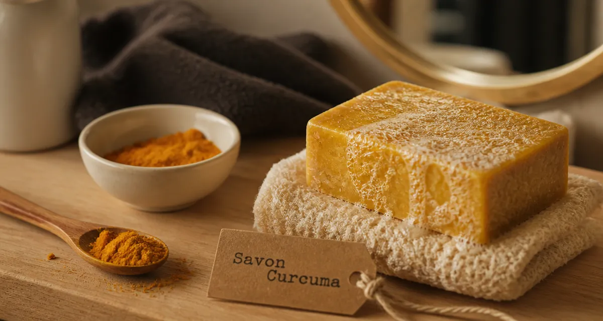 Savon curcuma 8% surgras, estompe taches et unifie teint