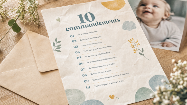 10 commandements parrain marraine à imprimer, modèle A4 baptême