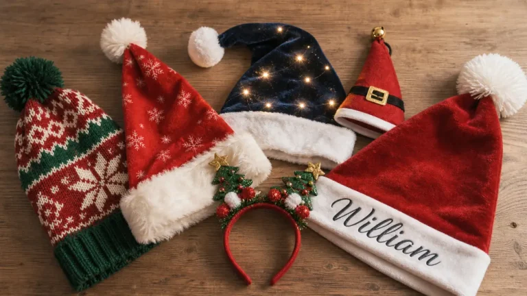 bonnet de noel classique, fantaisie et personnalisé sur table
