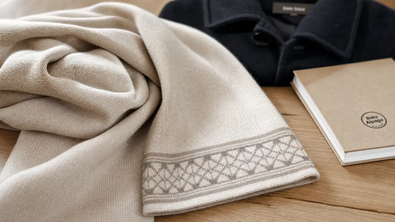 Écharpe femme hiver en Baby Alpaga beige clair, tricot doux