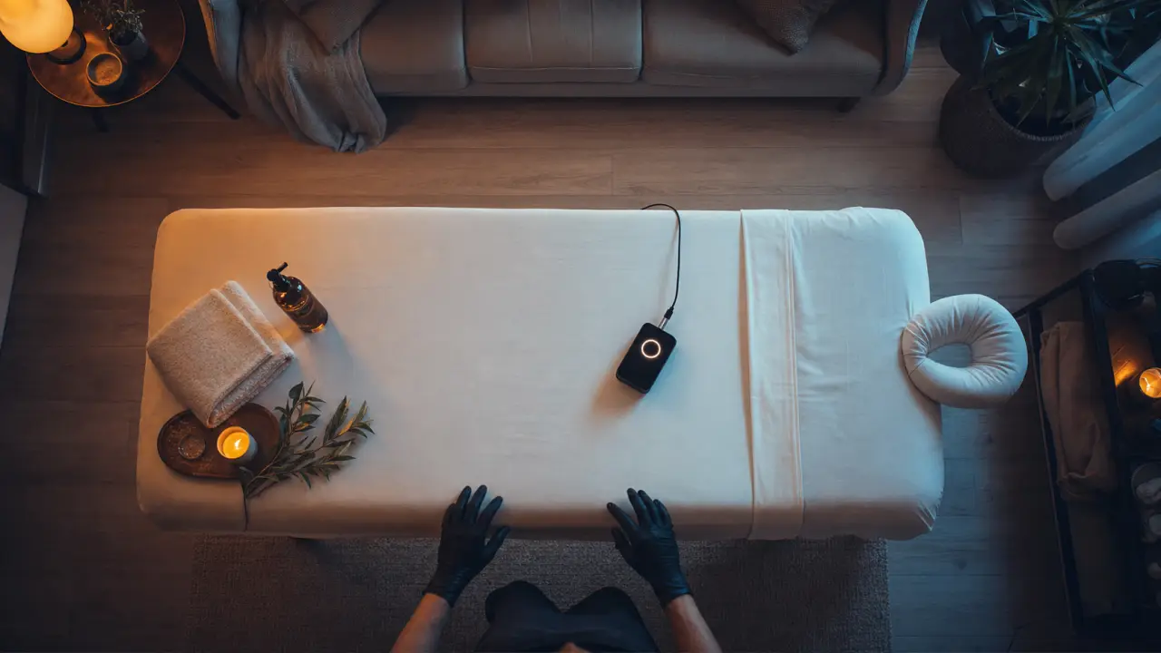 Massage a domicile : table et huiles pour une séance à réserver