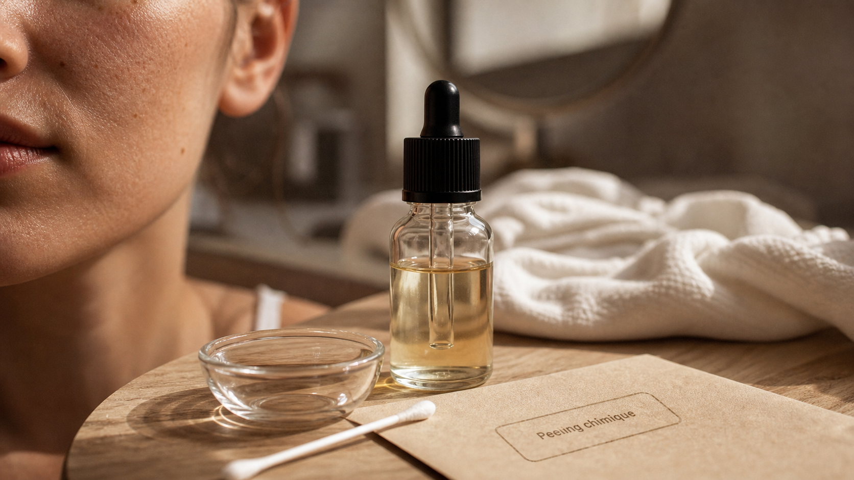 The ordinary peeling solution AHA/BHA 32%, 10 minutes max, soin visage au coton-tige