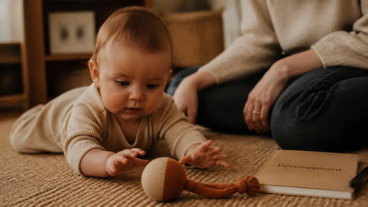 Bébé 5 mois sur tapis : repères motricité et sommeil