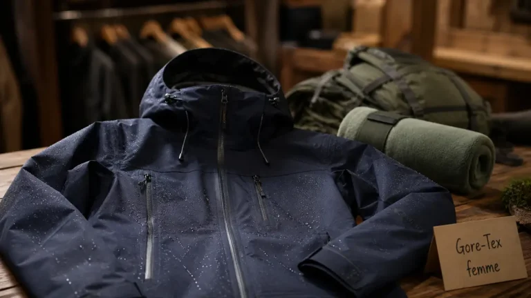 Veste gore tex femme 2 couches étanche, capuche et zips visibles