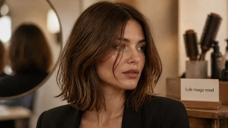 Visage rond coupe de cheveux : lob qui allonge les traits