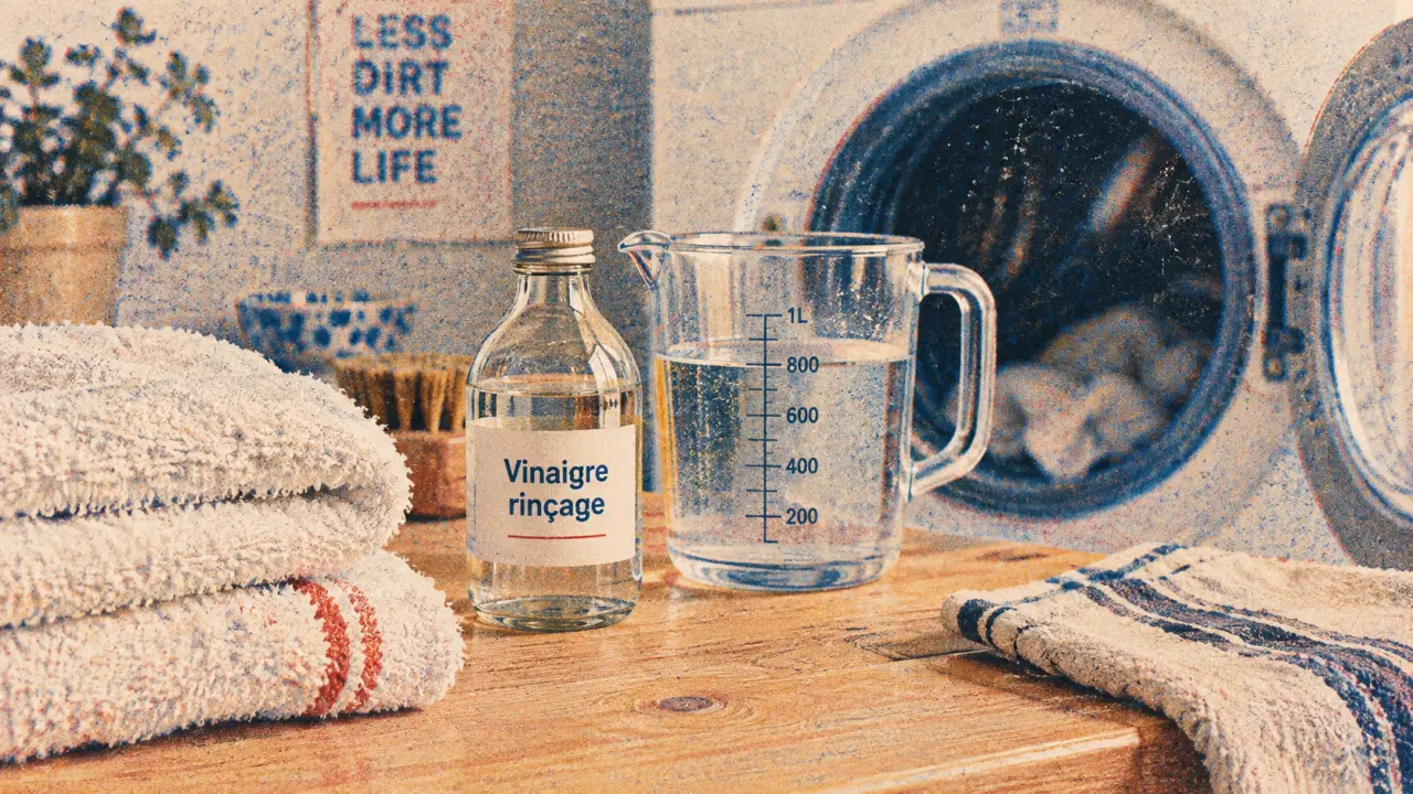Adoucissant naturel pour linge : vinaigre rinçage près du lave-linge
