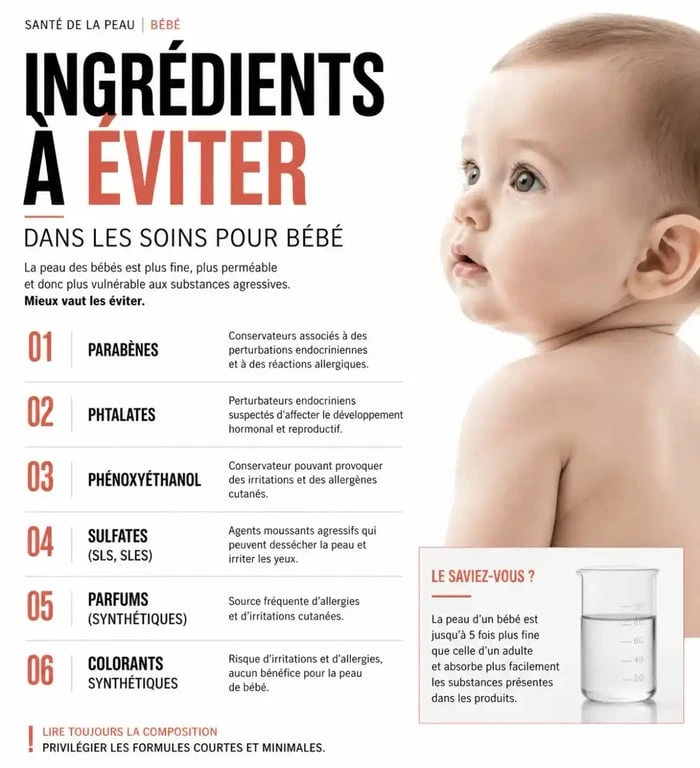 Liste des ingrédients à éviter dans une crème bebe eczema pour protéger la peau fragile