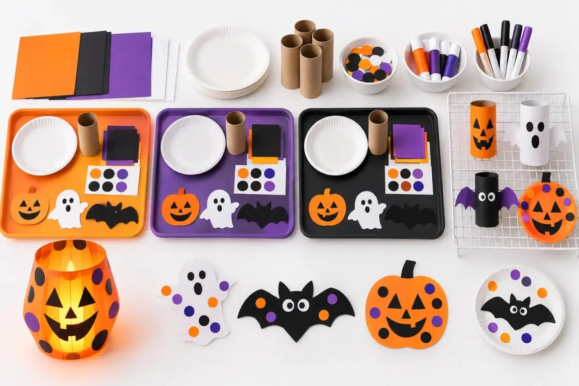 Atelier de bricolage facile Halloween sécurisé avec matériel préparé pour les enfants