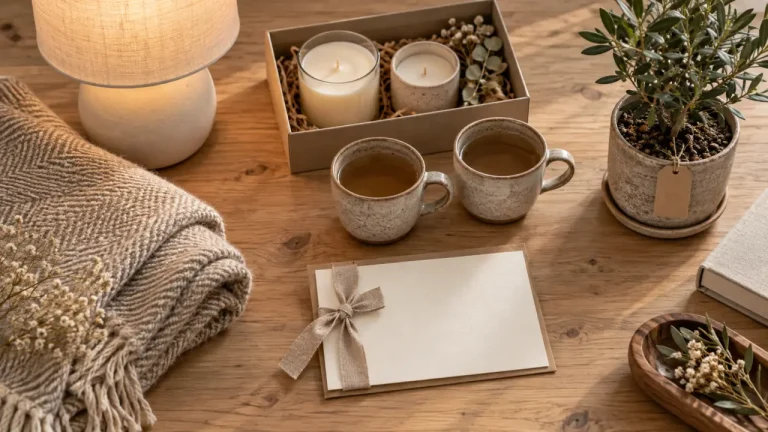 Idee cadeaux pour maison : coffret de bougies, tasses et décoration de table