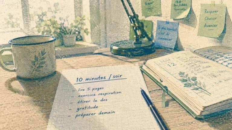 Reprendre sa vie en main : feuille objectifs et 10 minutes par soir