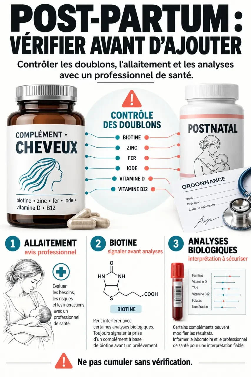 Complément alimentaire cheveux post-partum, allaitement et vérification des ingrédients