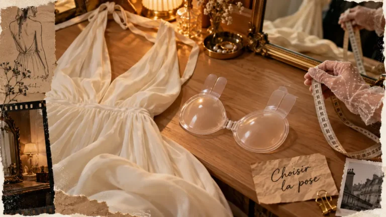Remonte sein adhesif transparent sur table, robe dos nu, aperçu liftant